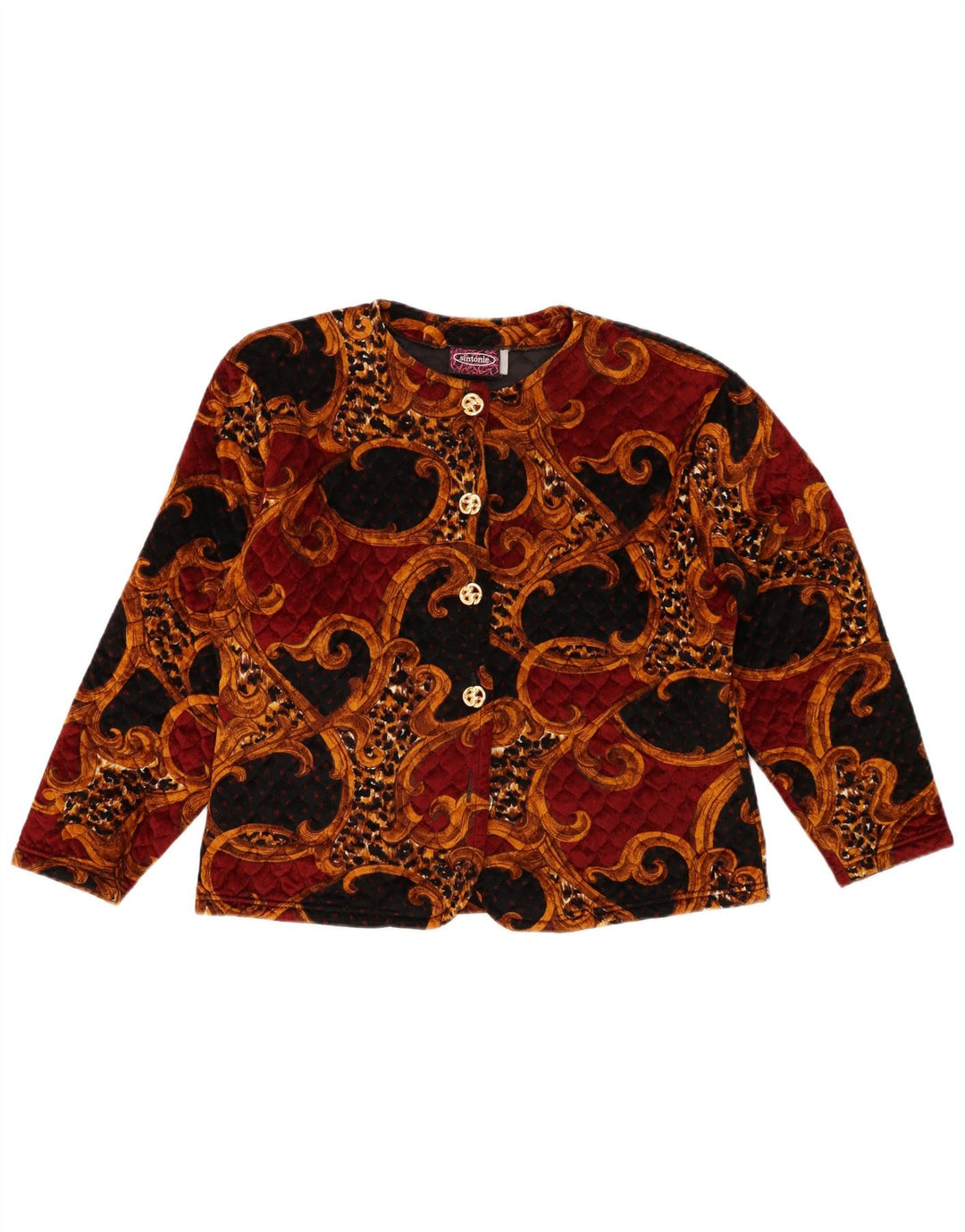 ВИНТАЖНЫЙ женский укороченный кардиган, Великобритания 14, большой разноцветный ацетат с узором пейсли