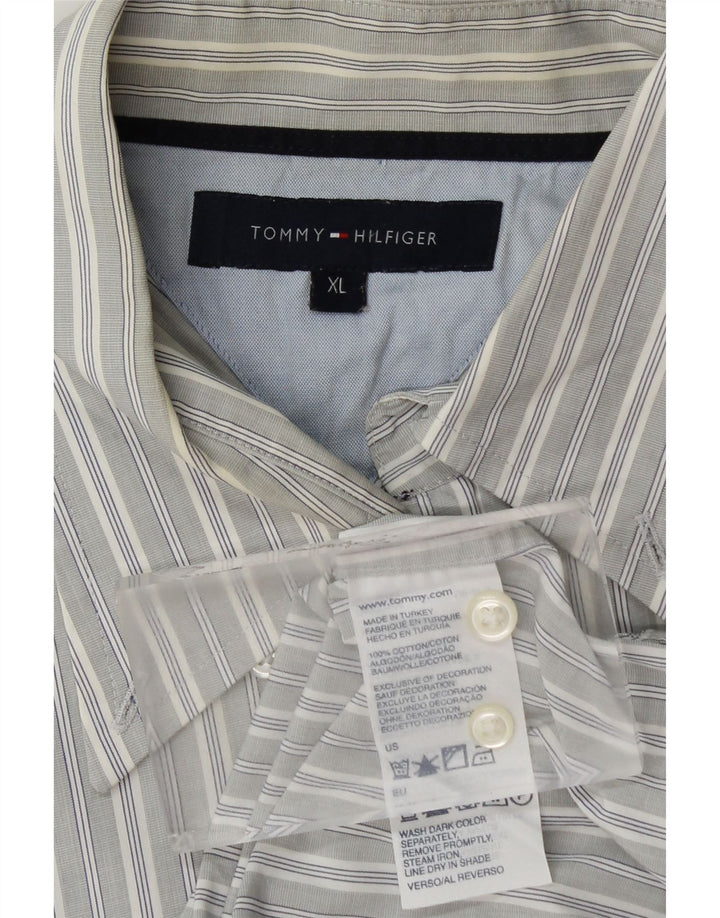 TOMMY HILFIGER Мужская рубашка XL, хлопковая серая полоска