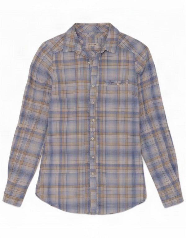 Женская рубашка Massimo Dutti EU 36 XS, синяя клетка, лен