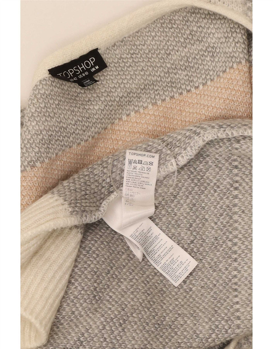 Женский свитер-кардиган оверсайз Topshop UK 14, средний бежевый цвет в клетку, акрил
