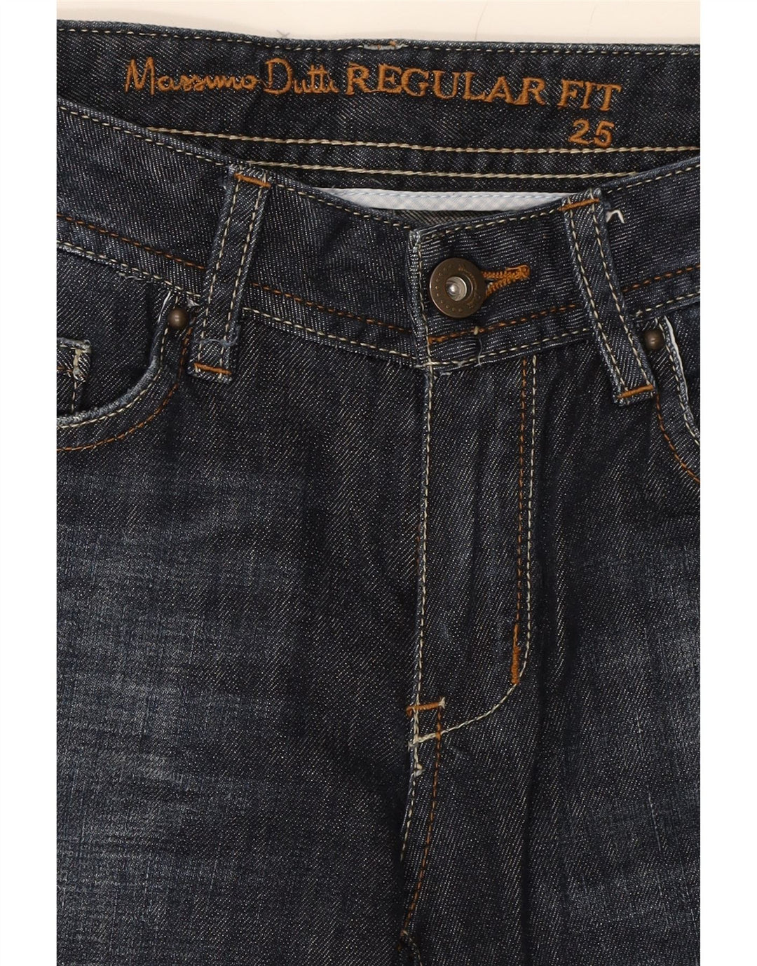 MASSIMO DUTTI Womens Regular Fit Straight Jeans W25 L33 Navy Blue Cotton Vintage Massimo Dutti and Second-Hand Massimo Dutti from Messina Hembry 