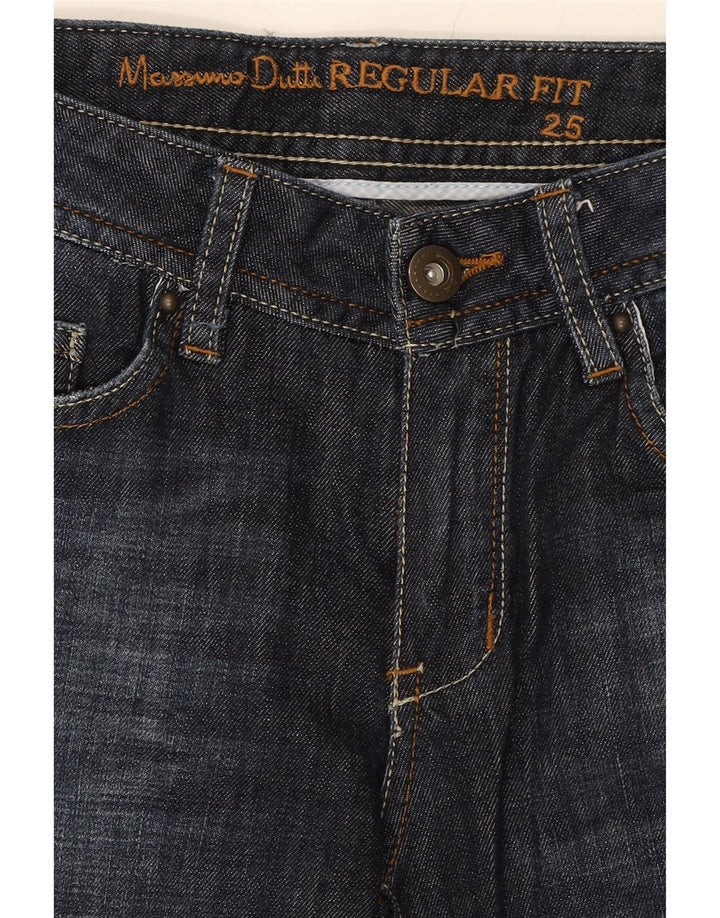 MASSIMO DUTTI Womens Regular Fit Straight Jeans W25 L33 Navy Blue Cotton Vintage Massimo Dutti and Second-Hand Massimo Dutti from Messina Hembry 