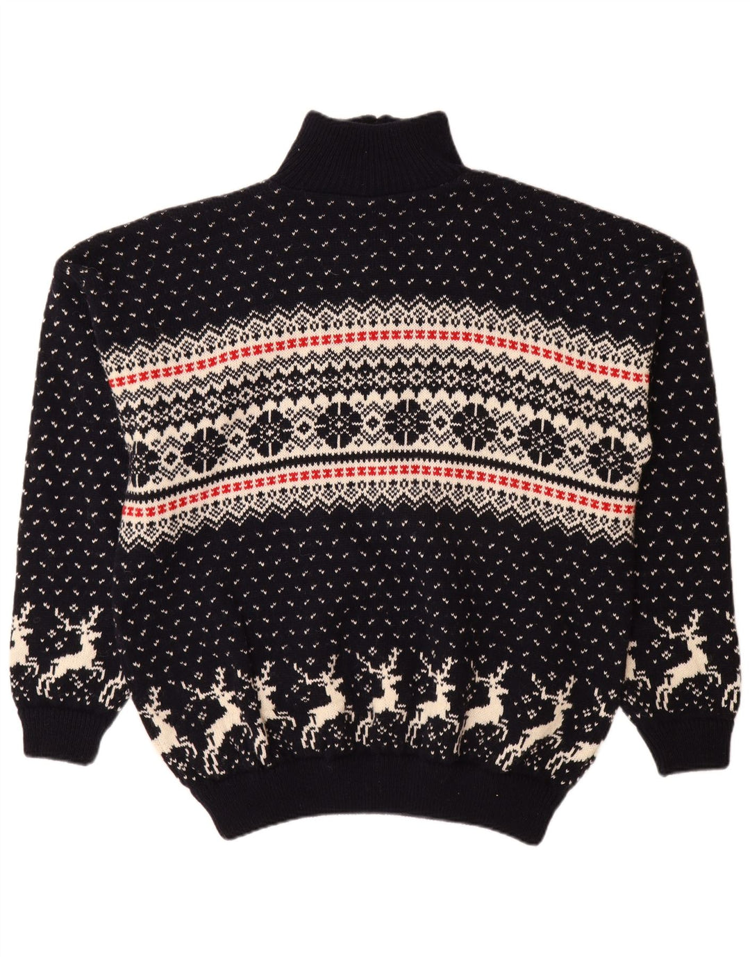 Винтажный мужской джемпер с воротником на молнии XL, темно-синий Fair Isle