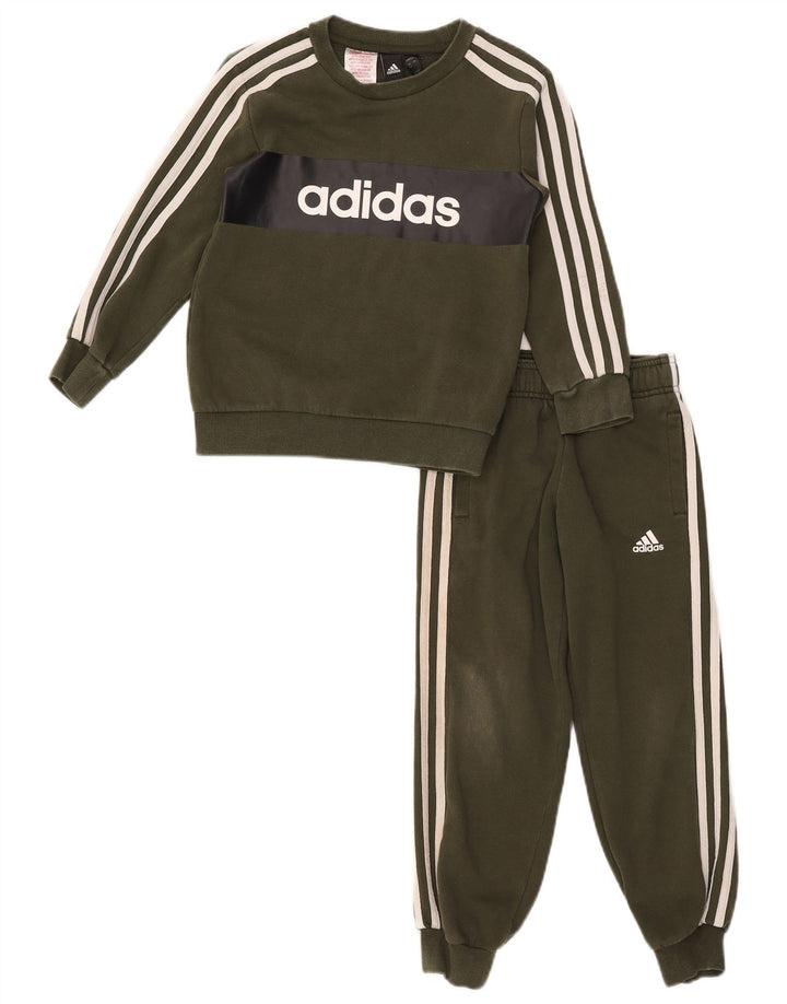 Полный спортивный костюм Adidas для мальчиков 6-7 лет, хлопок цвета хаки