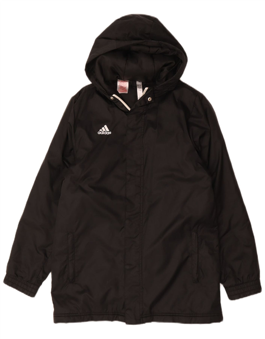 Adidas Пуховик с капюшоном для мальчиков 13-14 лет, черный полиэстер
