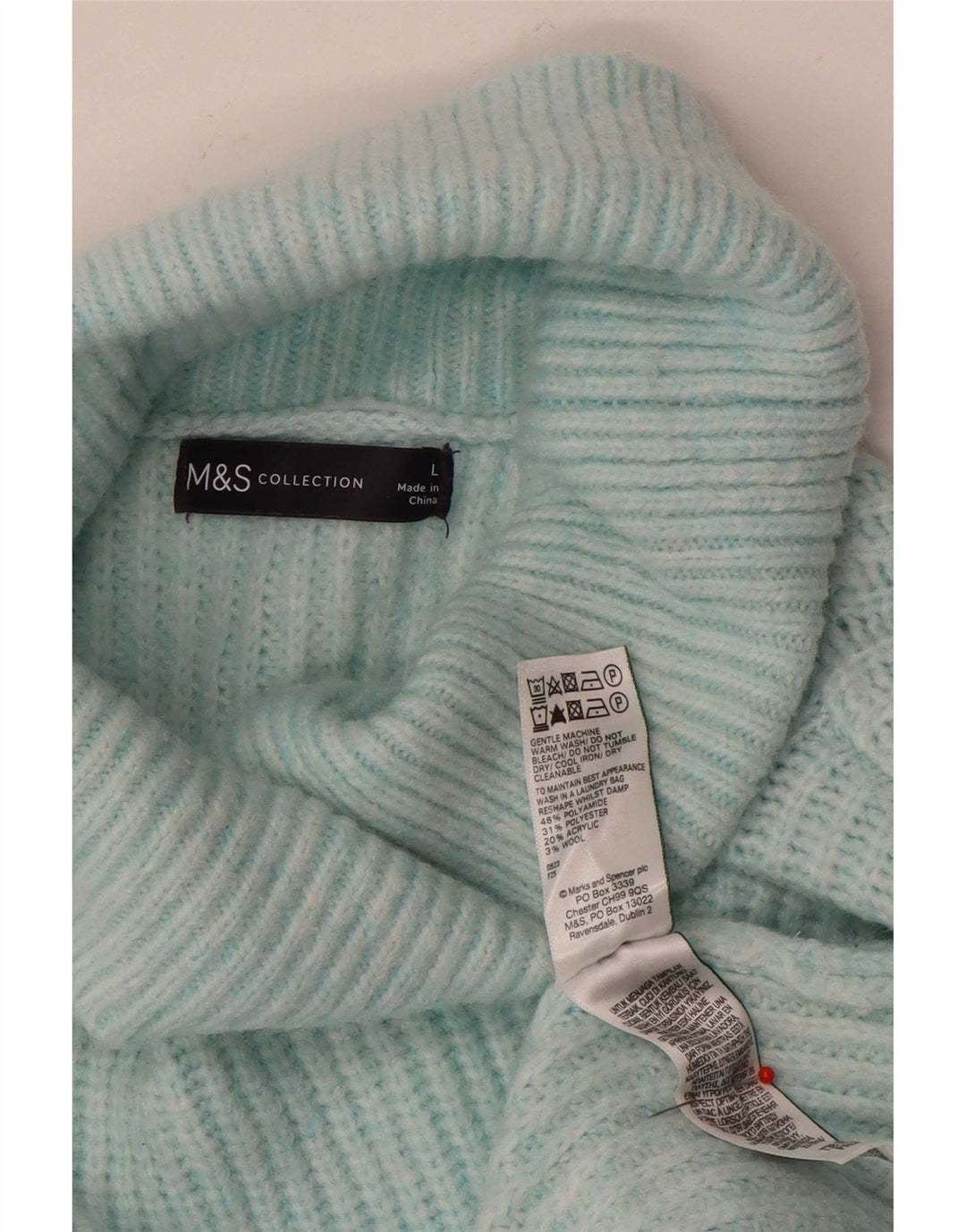 Женский свободный джемпер с высоким воротником Marks & Spencer, Великобритания 16, большой синий