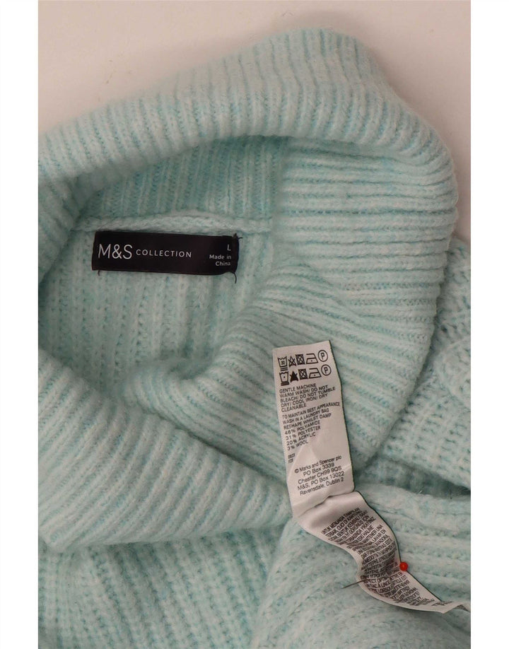 Женский свободный джемпер с высоким воротником Marks & Spencer, Великобритания 16, большой синий