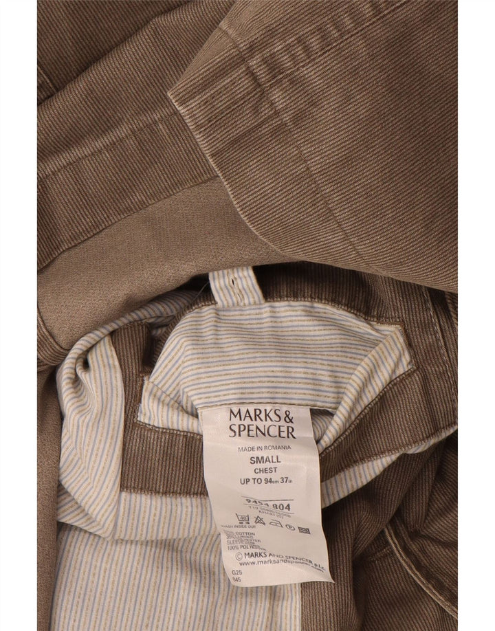 Мужской пиджак Marks & Spencer с 3 пуговицами, Великобритания, 36, маленький, хаки, в тонкую полоску