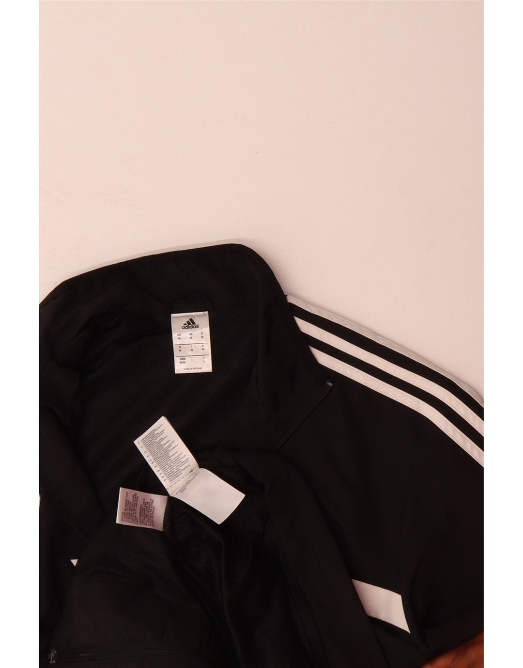 ADIDAS Mens Tracksuit Top Jacket Medium Black Striped Polyester