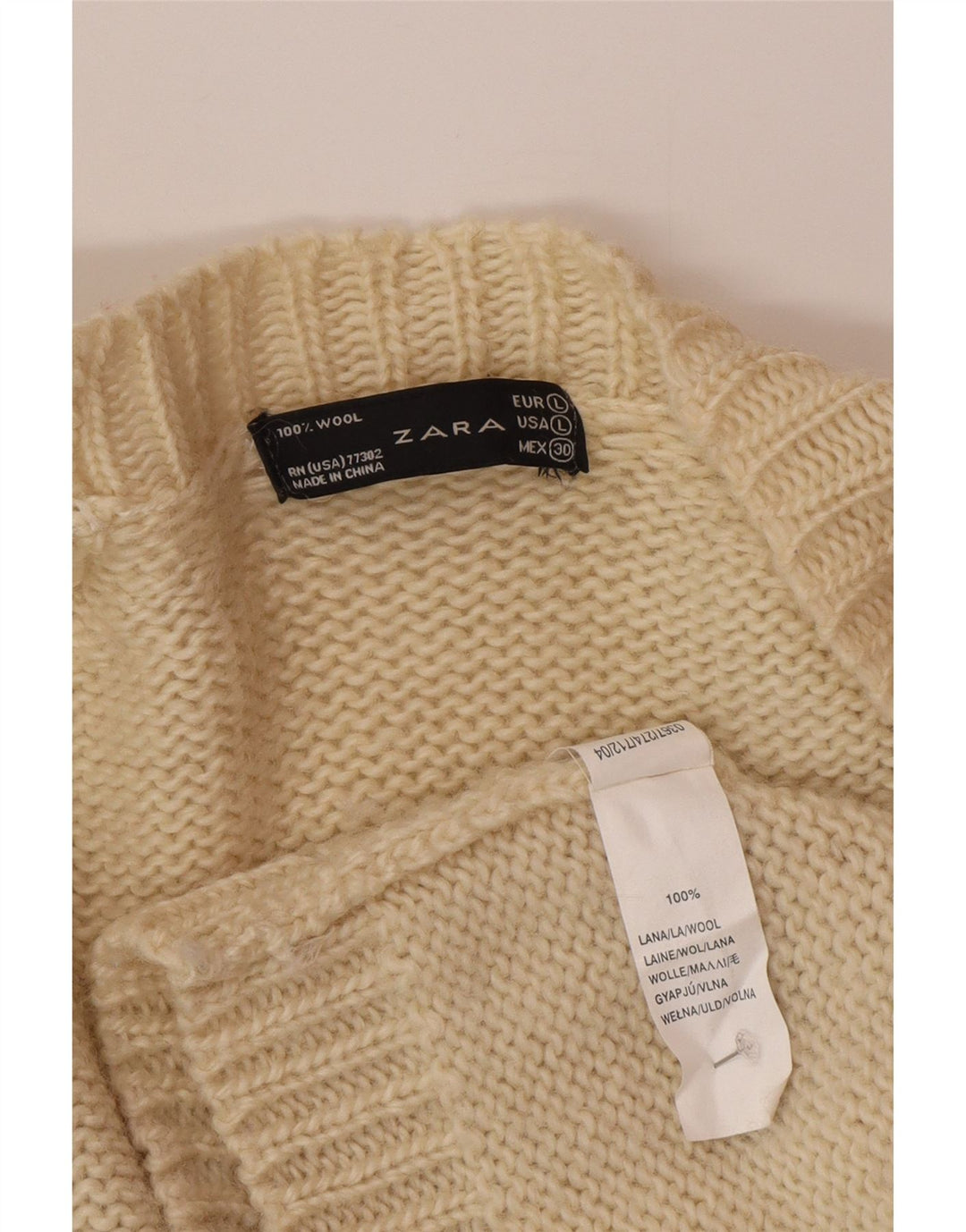 Женский кардиган Zara UK 14, большой шерстяной свитер белого цвета