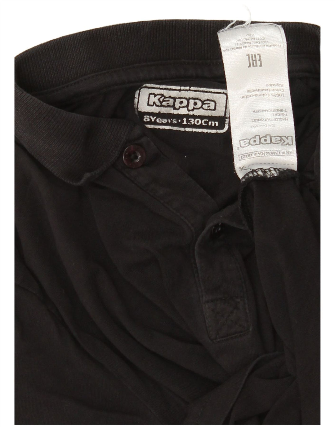 KAPPA Boys Polo Shirt 7-8 Years Black Cotton