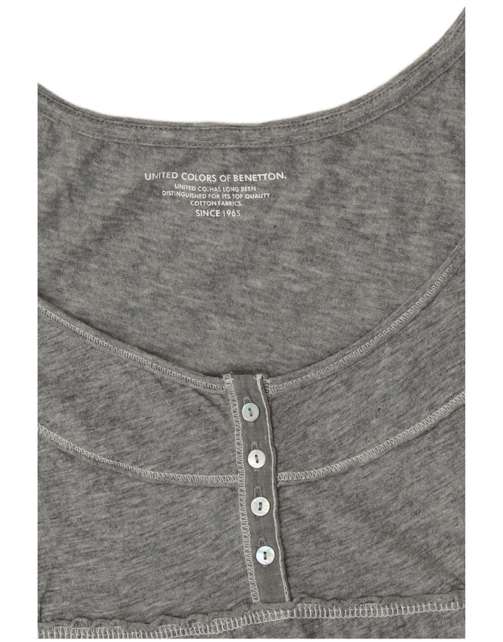 Блуза женская BENETTON Top UK 10, маленькая, серая с цветочным принтом