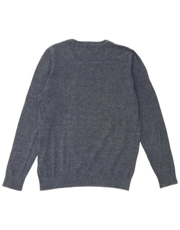 Мужской джемпер с круглым вырезом Tommy Hilfiger XL, темно-синий хлопковый крапчатый свитер