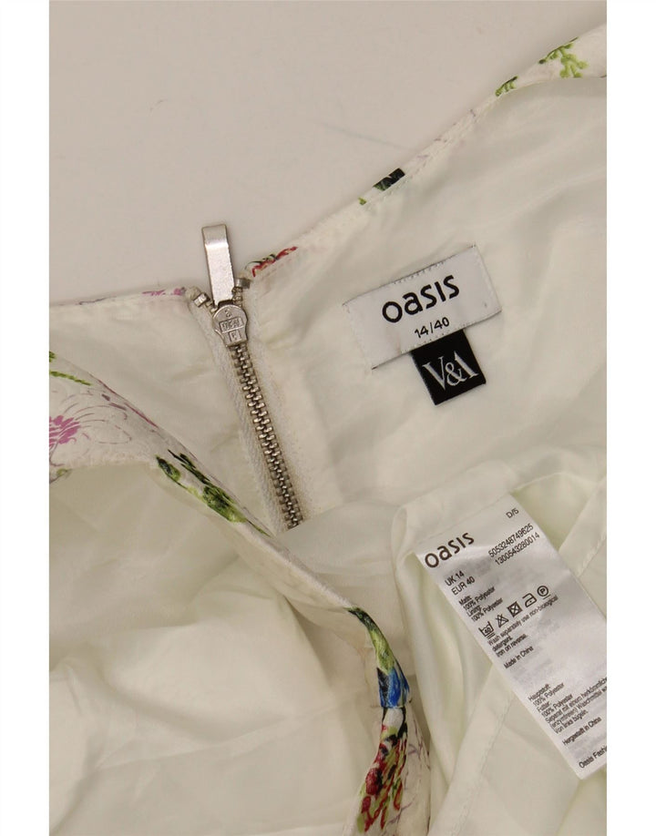 Женское свободное платье без рукавов Oasis UK 14, средний белый цветочный полиэстер