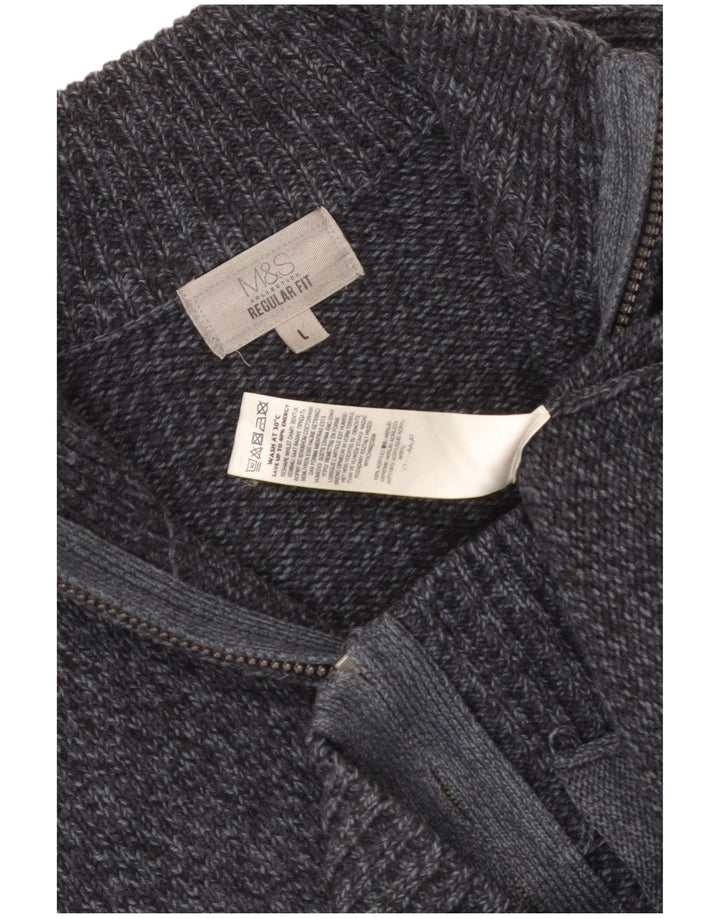 Мужской кардиган стандартного кроя MARKS & SPENCER, большой темно-синий в крапинку