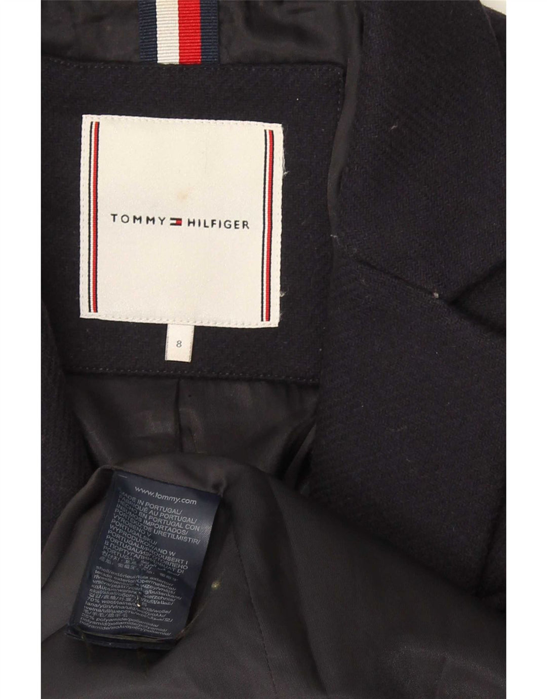 Женское пальто Tommy Hilfiger US 8, средний темно-синий, шерсть