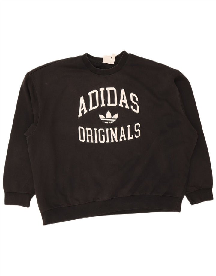 Женский джемпер оверсайз с рисунком Adidas UK 16/18, большой черный