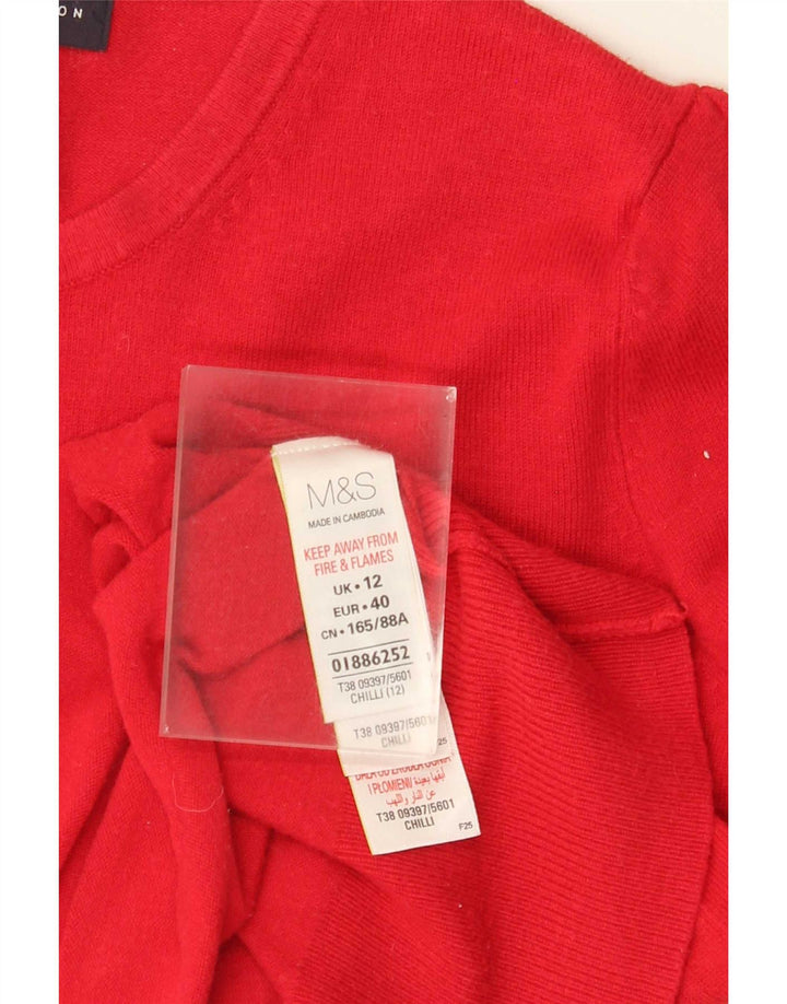 Женский кардиган Marks & Spencer UK 12, средний красный вискоза