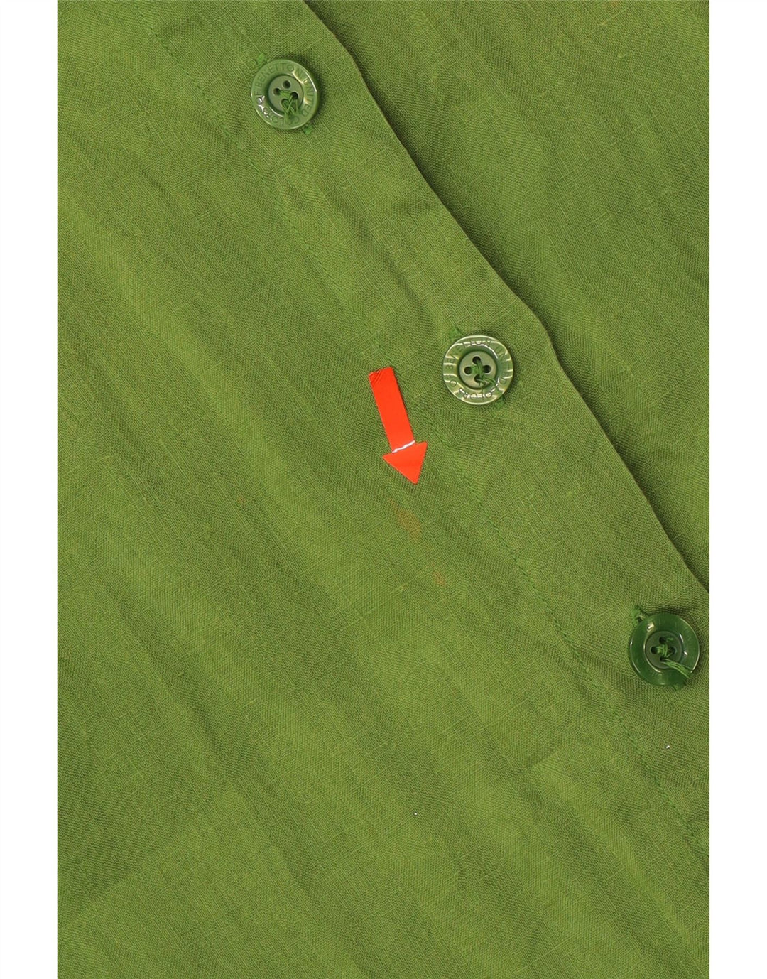 BENETTON Женская рубашка оверсайз с коротким рукавом UK 6 XS, зеленая льняная ткань