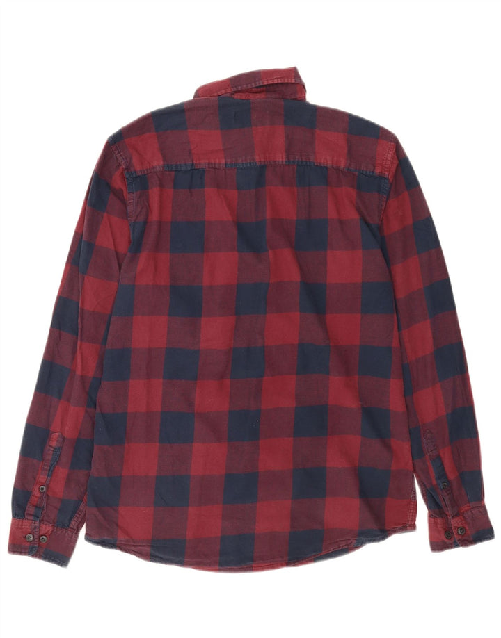 Мужская фланелевая рубашка Jack & Jones среднего бордового цвета в мелкую клетку, хлопок
