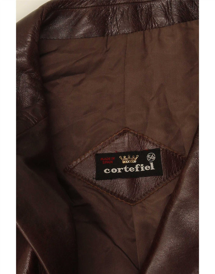 Cortefiel Мужская кожаная куртка IT 56 3XL Коричневый