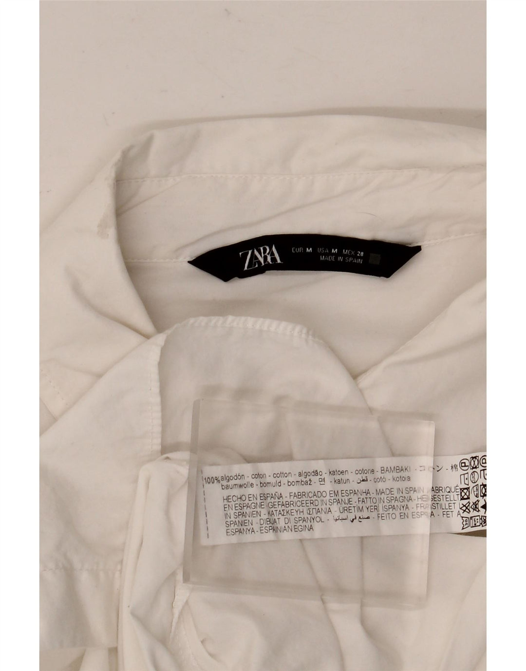 Женское платье-рубашка оверсайз ZARA UK 14, средний размер, белый хлопок, хлопок