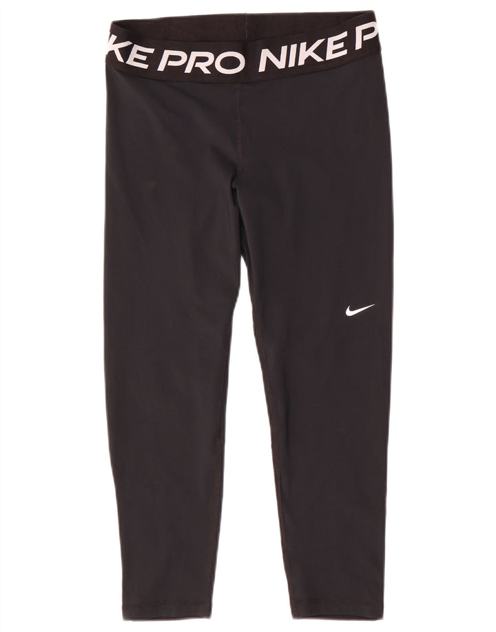 Женские леггинсы-капри с графическим рисунком Nike Dri Fit UK 14, средний черный полиэстер