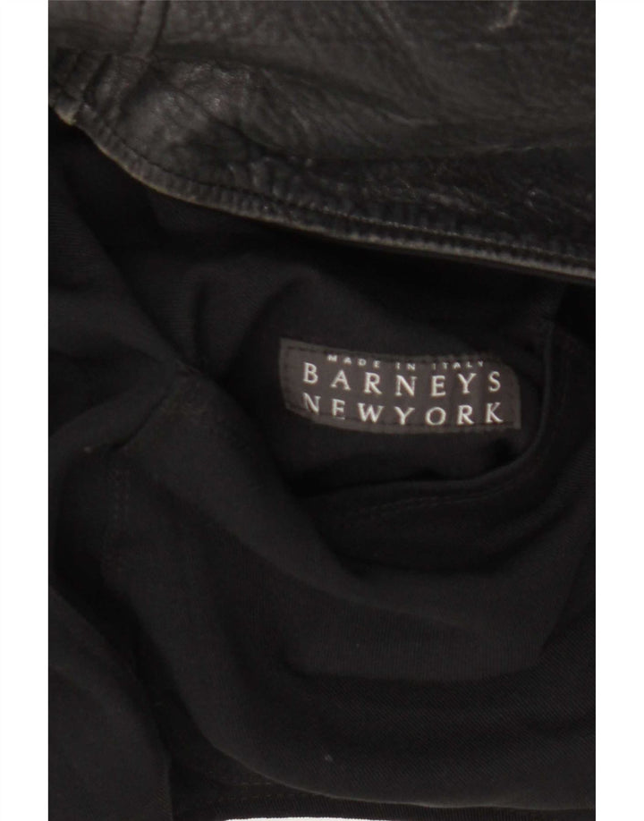 Куртка мужская кожаная BARNEYS UK 36 маленькая черная