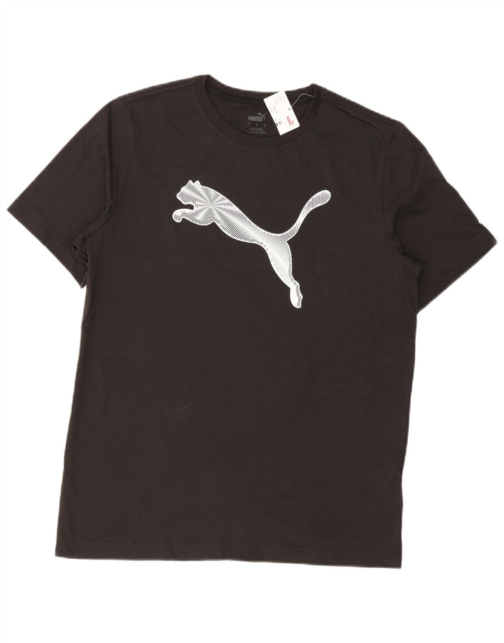 Мужская футболка с рисунком Puma, средний черный хлопок