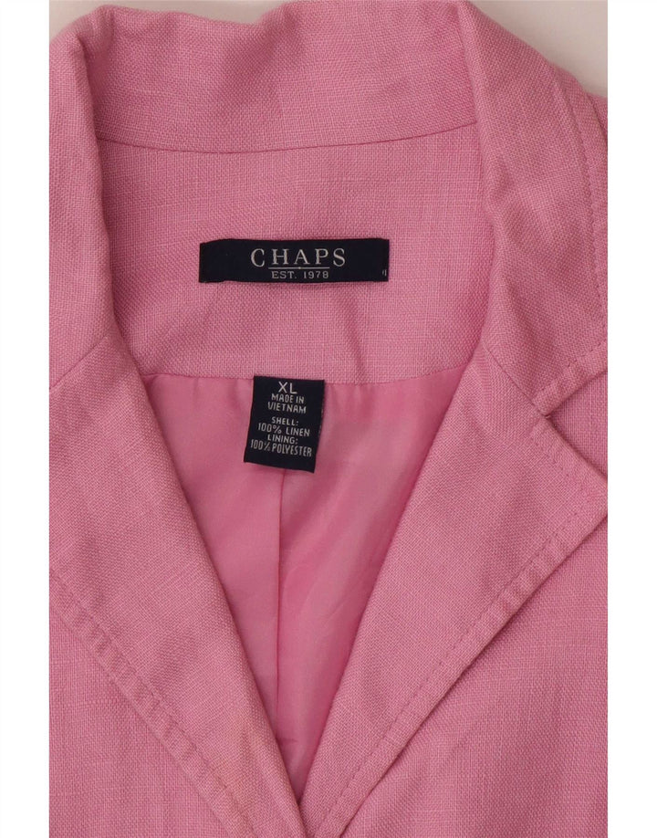 Женский пиджак Chaps с 4 пуговицами и рукавами 3/4, Великобритания, 18 XL, розовый льняной цвет