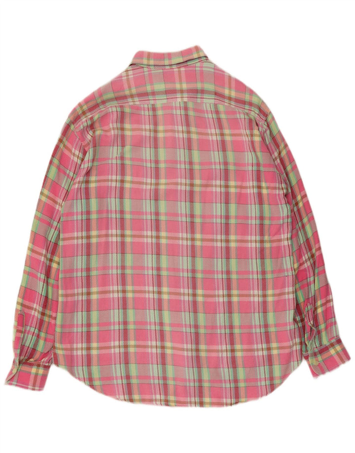 Мужская фланелевая рубашка Benetton, большая розовая клетка, хлопок