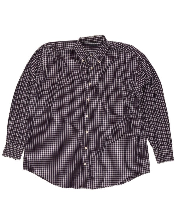 Мужская рубашка классического кроя Nautica, размер 18, 2XL, темно-синяя клетка, хлопок
