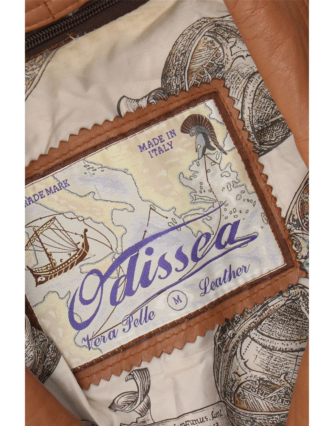 Винтажная женская кожаная куртка UK 14, кожа среднего коричневого цвета