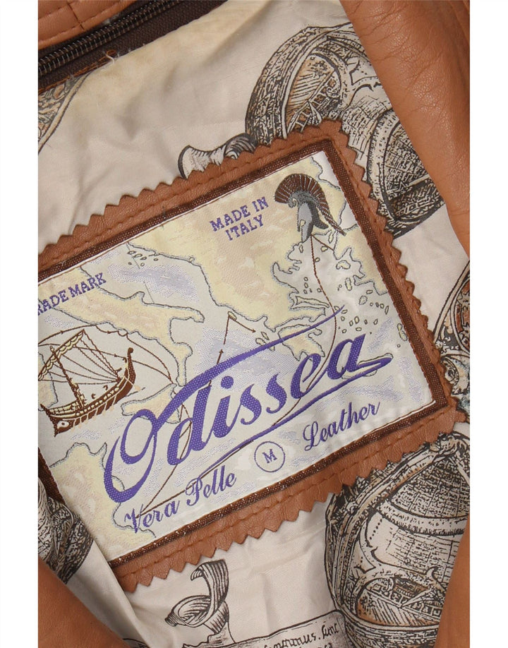 Винтажная женская кожаная куртка UK 14, кожа среднего коричневого цвета