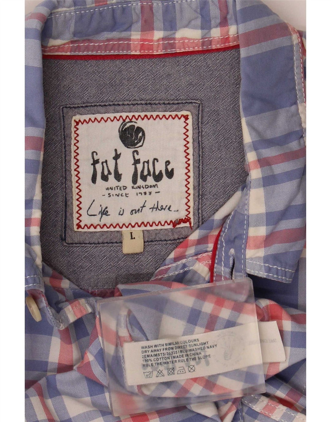 Мужская рубашка с коротким рукавом Fat Face, хлопок, большая синяя клетка