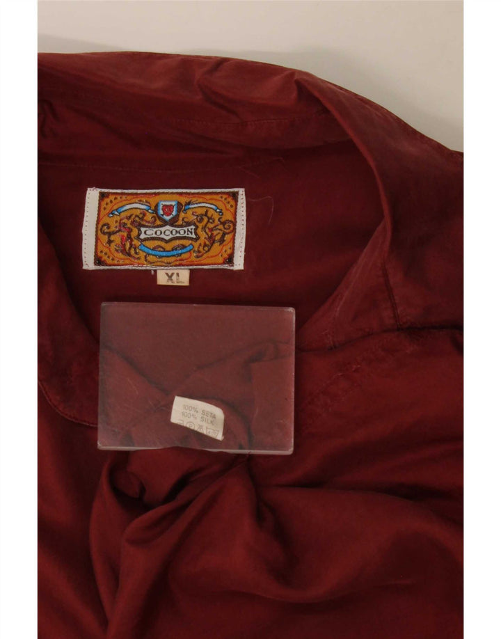 Vintage Mens Shirt XL Burgundy Silk