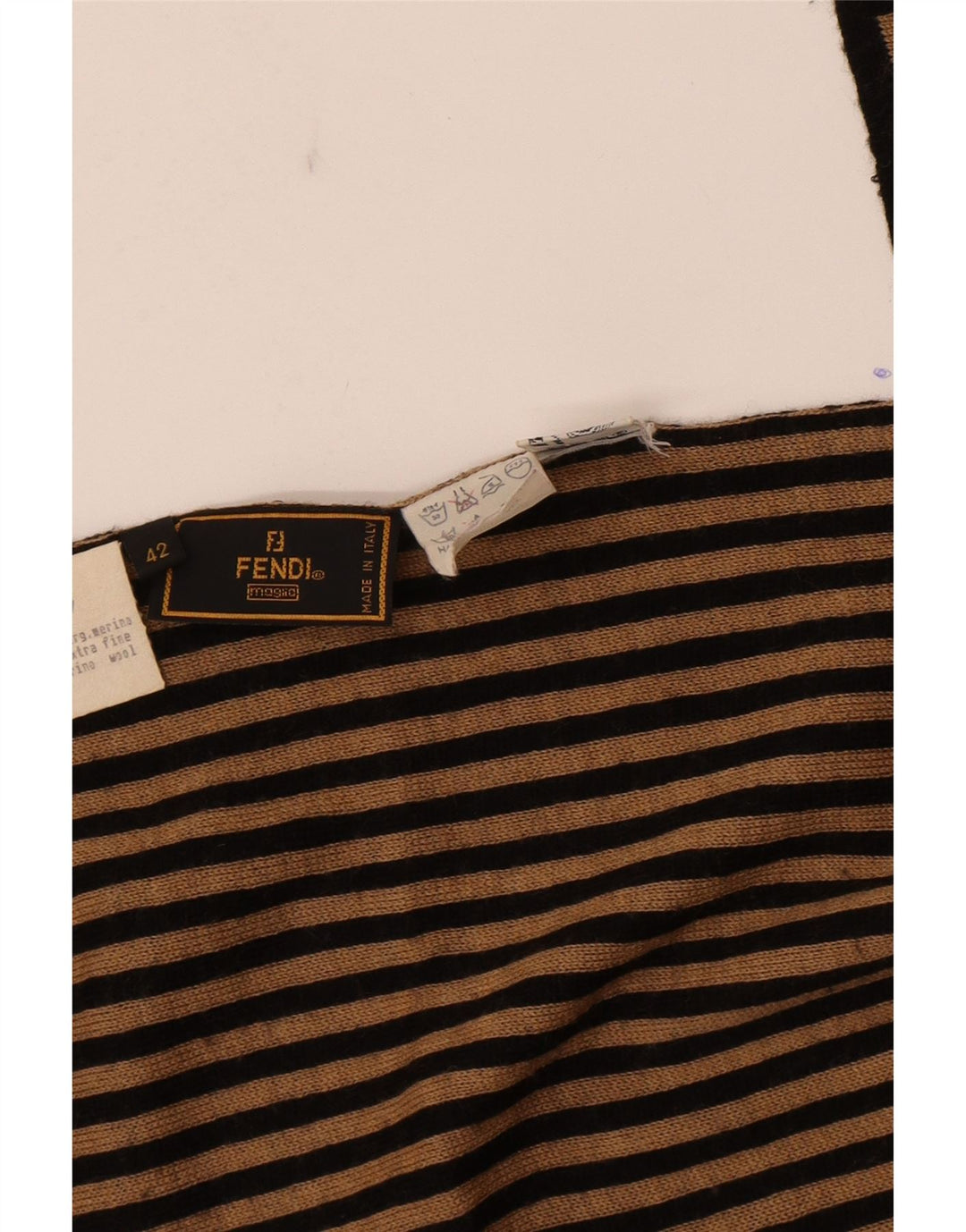 Женская шаль Fendi IT 42, средний размер, бежевая полоска, дизайнерская шерсть из мериносовой шерсти