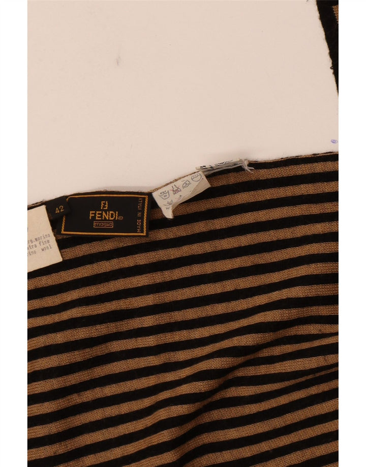 Женская шаль Fendi IT 42, средний размер, бежевая полоска, дизайнерская шерсть из мериносовой шерсти
