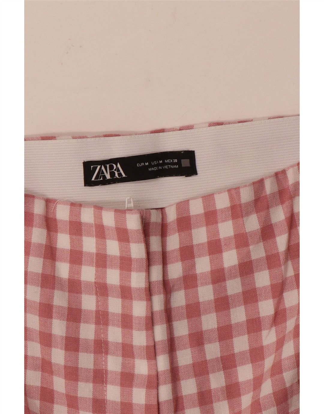 Женские прямые укороченные брюки Zara Medium W28 L25 в розовую клетку