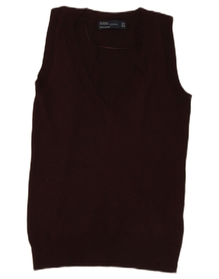 Женский жилет Zara Top UK 10, маленький, коричневый, вискоза