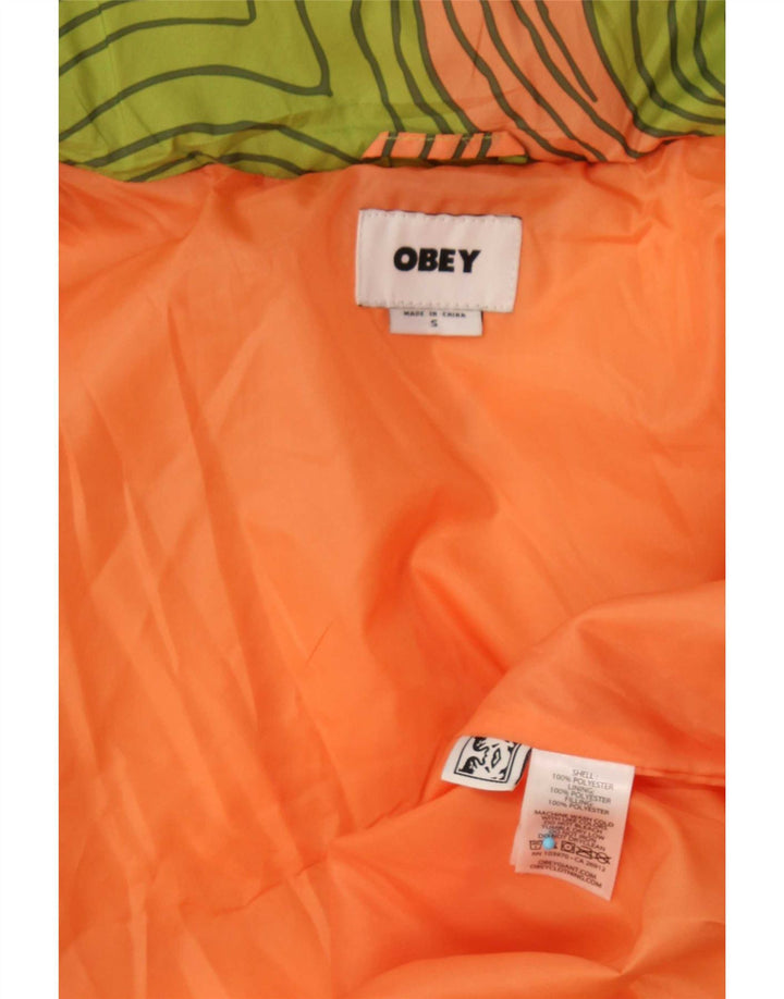 Женская утепленная куртка оверсайз Obey UK 10, маленький зеленый полиэстер с геометрическим рисунком