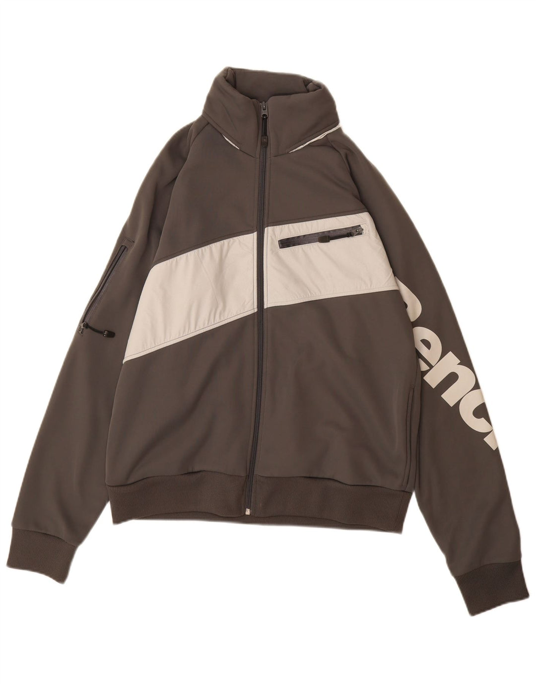 Мужской спортивный костюм BENCH с графическим рисунком, верхняя куртка, большой серый полиэстер с цветными блоками