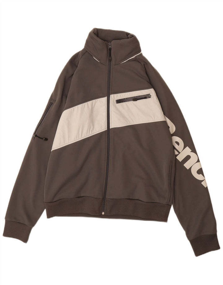 Мужской спортивный костюм BENCH с графическим рисунком, верхняя куртка, большой серый полиэстер с цветными блоками