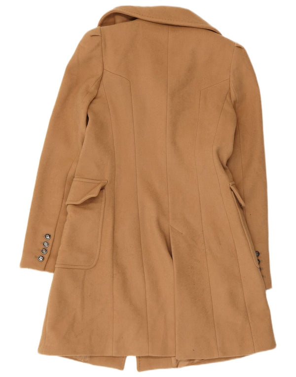 Женское двубортное пальто Zara UK 12, средний коричневый цвет, шерсть