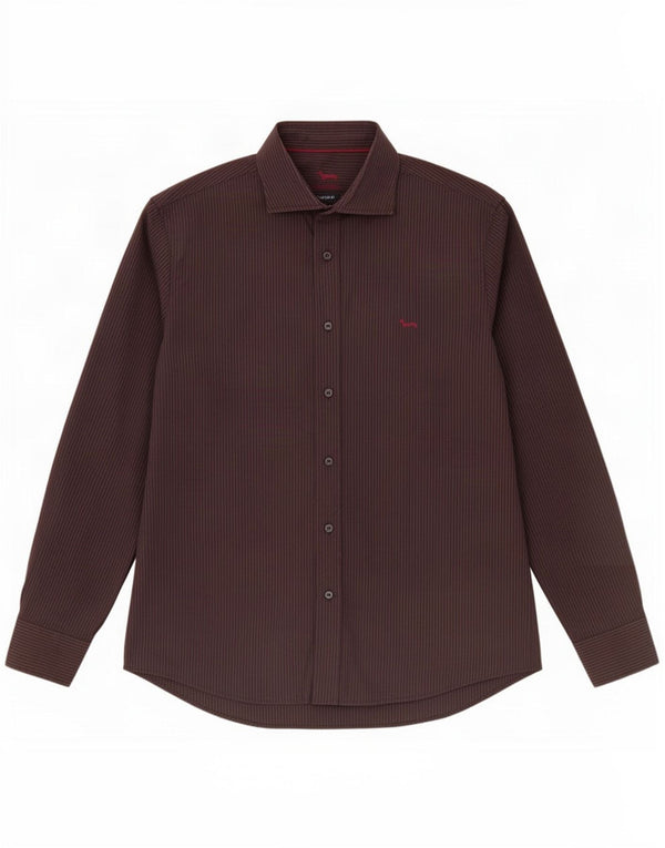 Мужская рубашка узкого кроя Harmont & Blaine 2XL, хлопковая коричневая полоска
