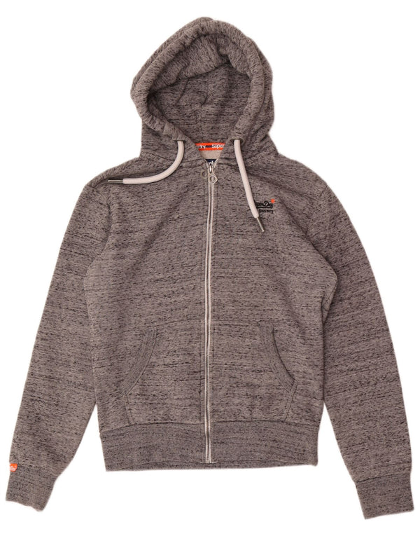 Мужской свитер с капюшоном на молнии Superdry XS, серый хлопок с крапинками