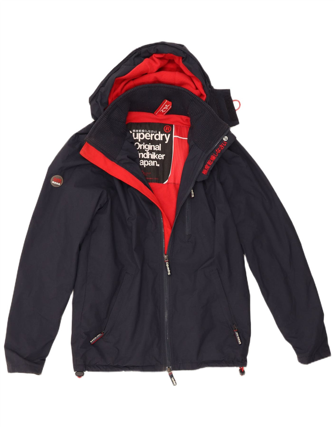 Мужская ветровка с капюшоном Superdry Windhiker UK 36, маленькая, темно-синяя
