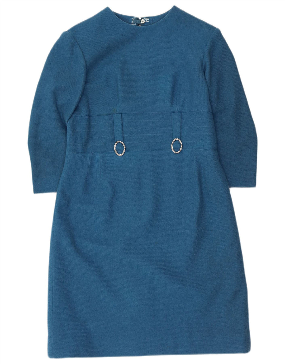 ВИНТАЖНОЕ женское платье-футляр с рукавом 3/4, Великобритания 12, средний синий