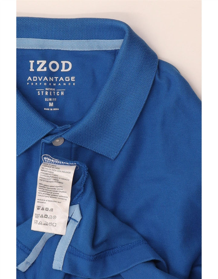 Мужская рубашка поло Izod Slim Fit, хлопковая, среднего синего цвета
