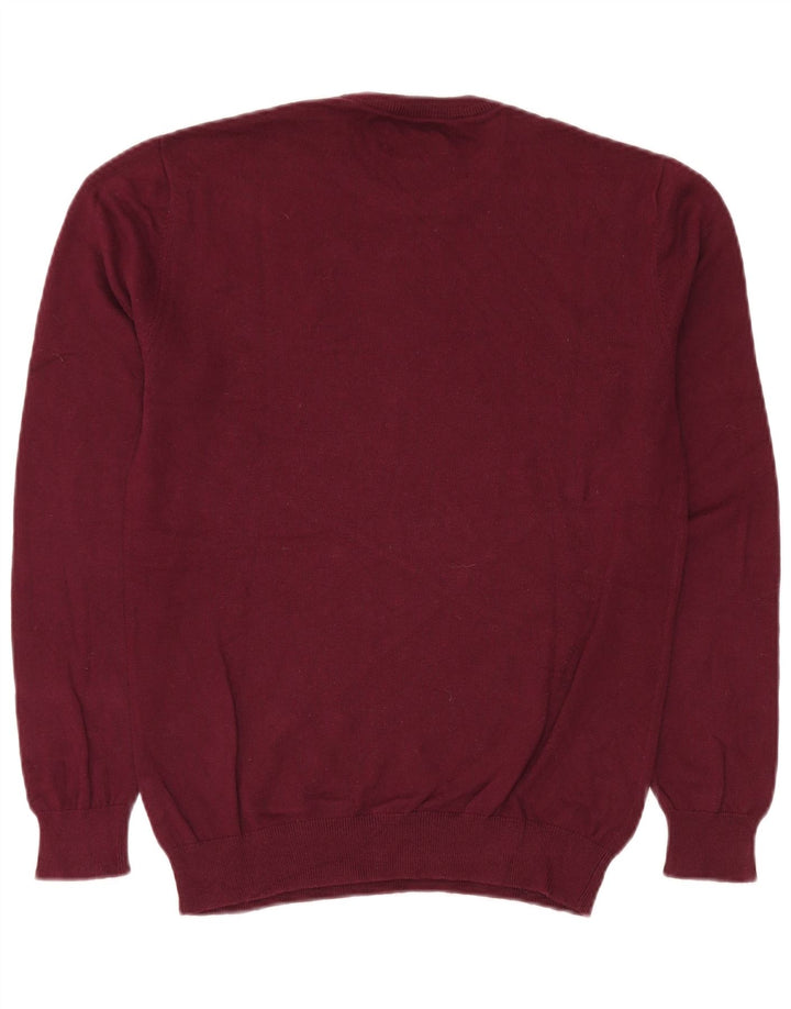 Мужской джемпер с круглым вырезом Jack Wills, маленький бордовый хлопковый свитер
